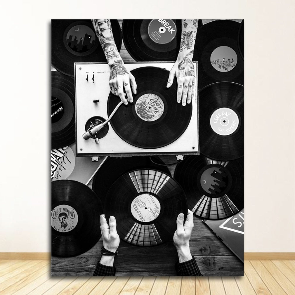 CORX Designs - Black and White Vinyl Records Canvas Art - Review