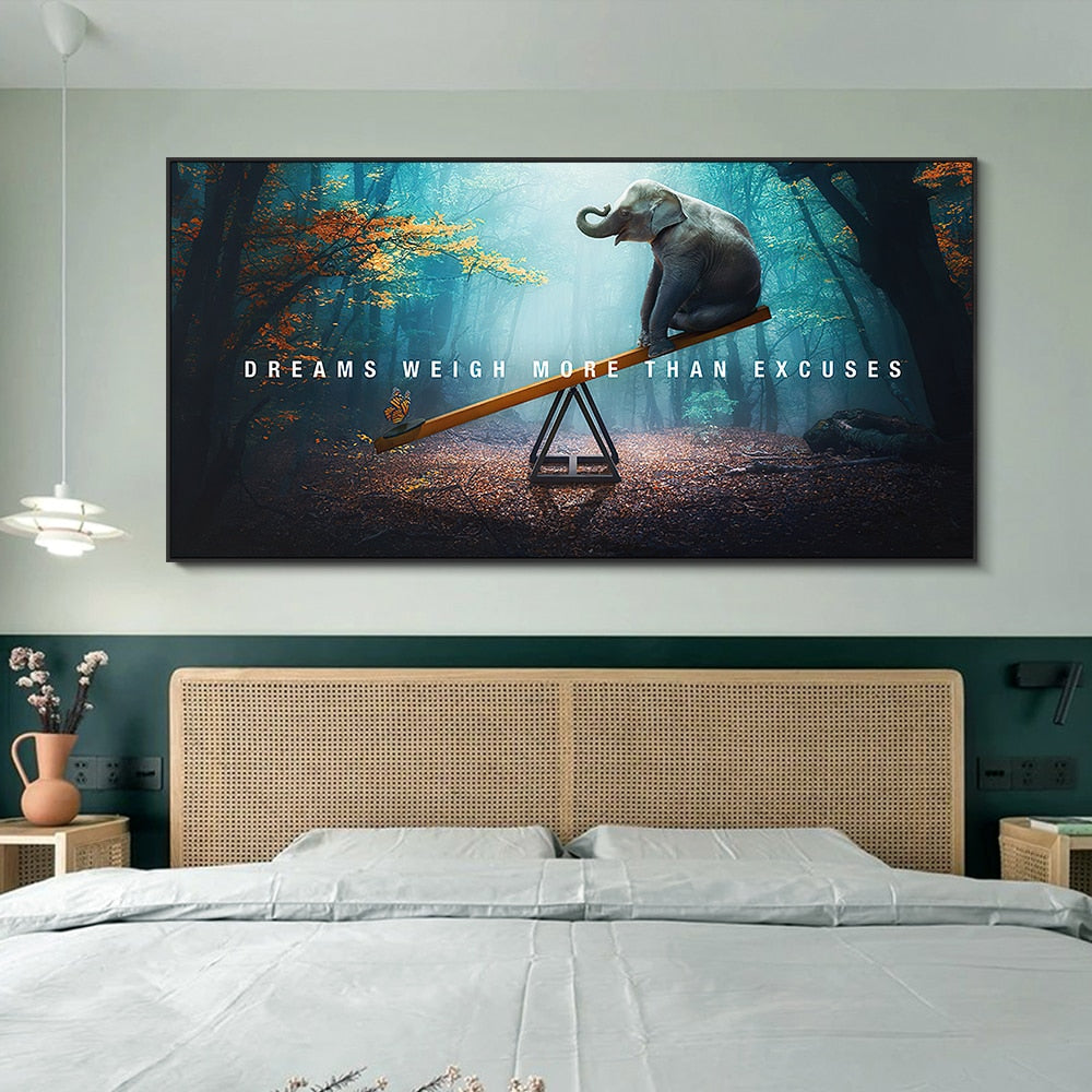 CORX Designs - Inspirational Wall Art Dreams Weigh More Than Excuses Canvas Art - Review