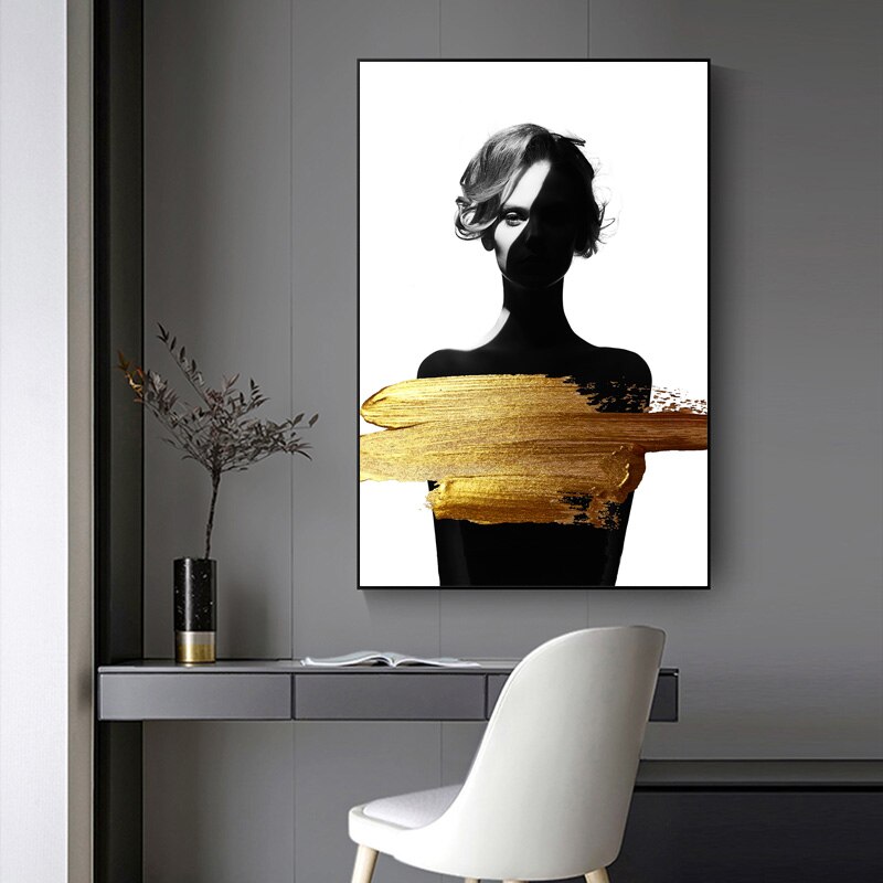 CORX Designs - Black and White Woman Gold Paint Canvas Art - Review