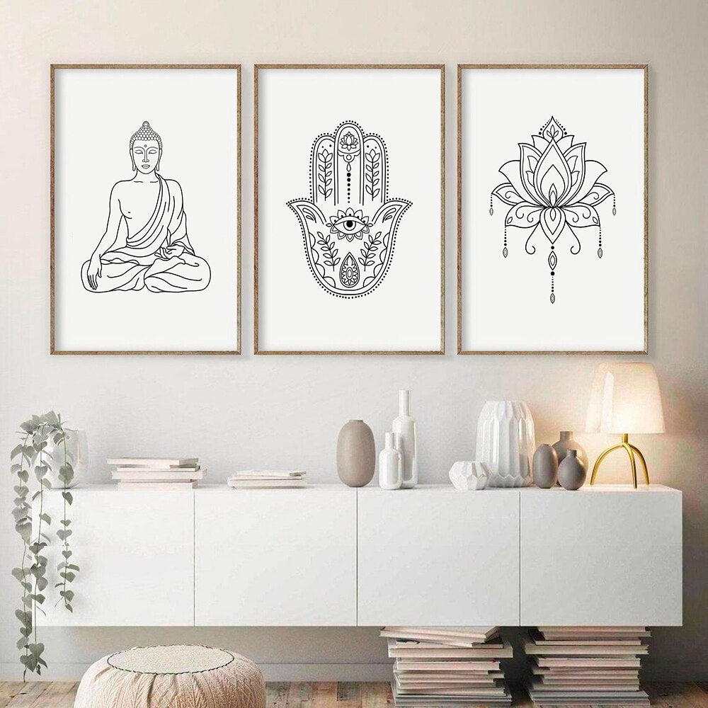 CORX Designs - Mandala Buddha Lotus Line Zen Canvas Art - Review