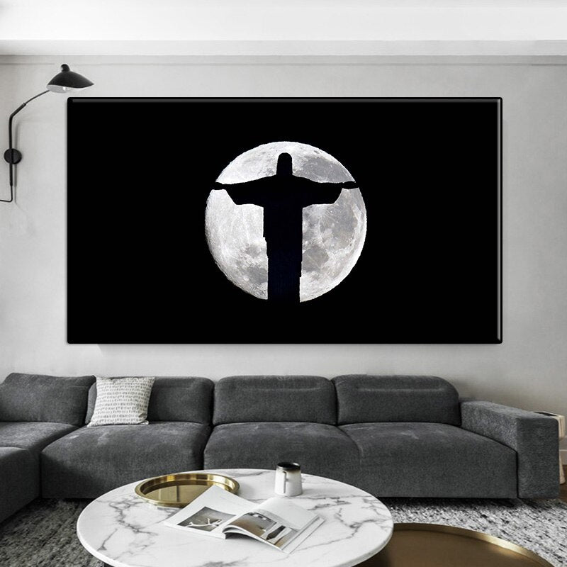 CORX Designs - Jesus Christ Silhouette Over Full Moon Canvas Art - Review