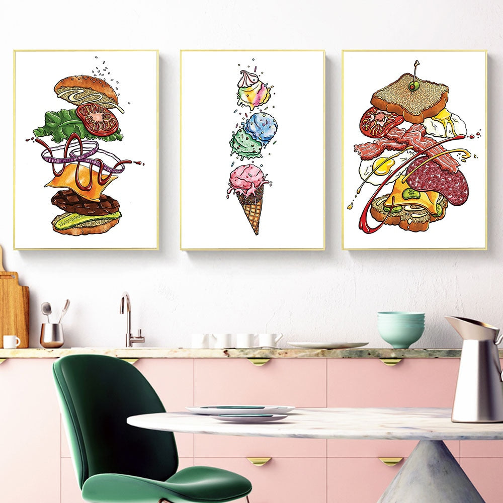 CORX Designs - Cartoon Sandwich Burger Ice Cream Canvas Art - Review