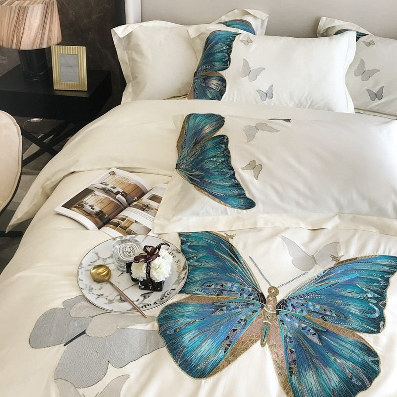 CORX Designs - White Butterfly Egyptian Cotton Duvet Cover Bedding Set - Review