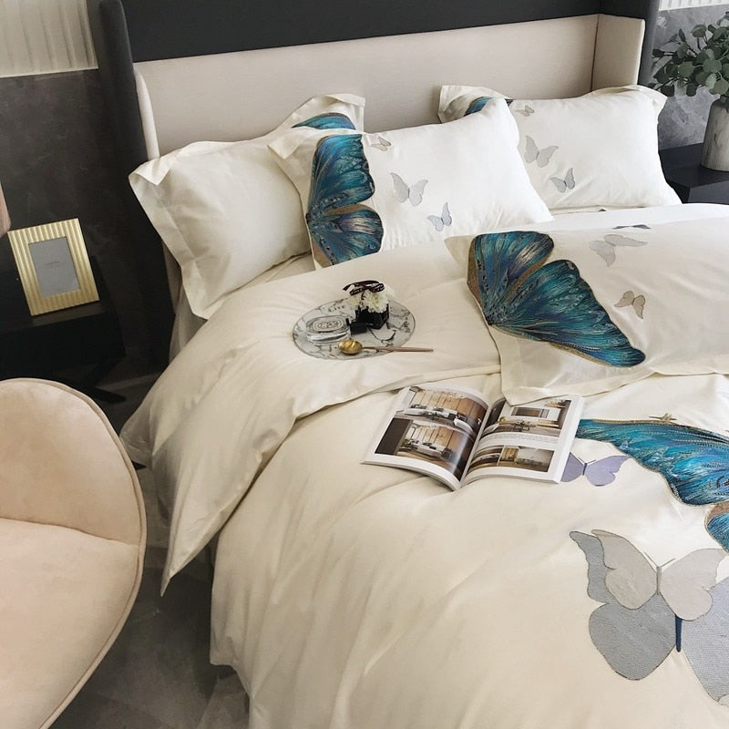 CORX Designs - White Butterfly Egyptian Cotton Duvet Cover Bedding Set - Review