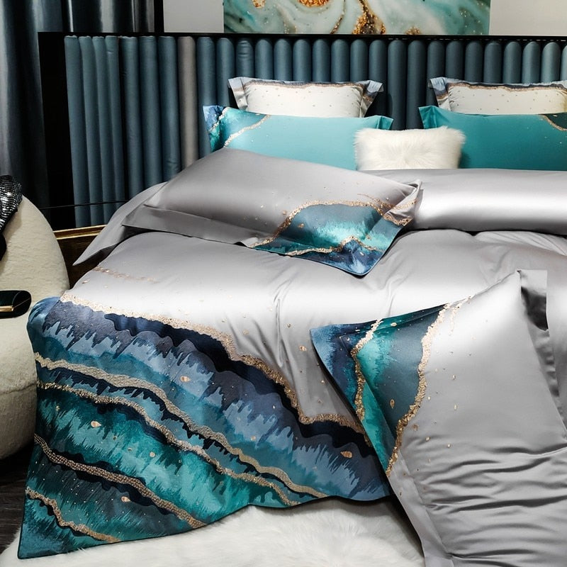 CORX Designs - Hermatite Marble Embroidery Duvet Cover Bedding Set - Review