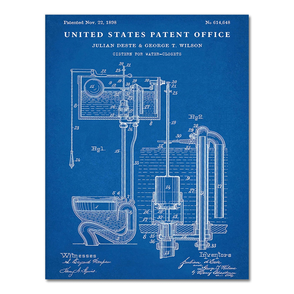 CORX Designs - Toilet Cistern Patent Blueprint Canvas Art - Review