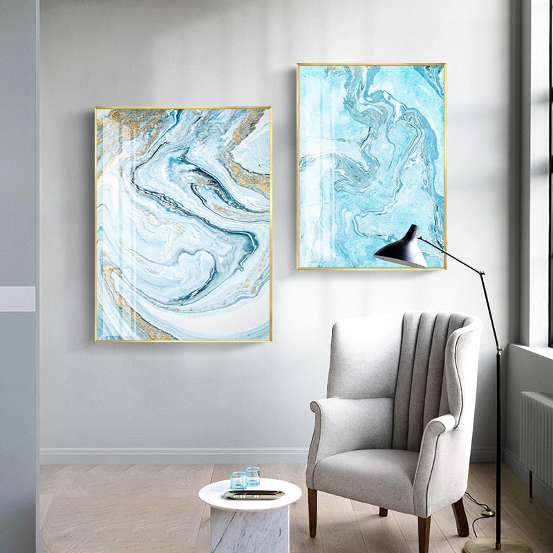 CORX Designs - White Light Blue Marble Canvas Art - Review