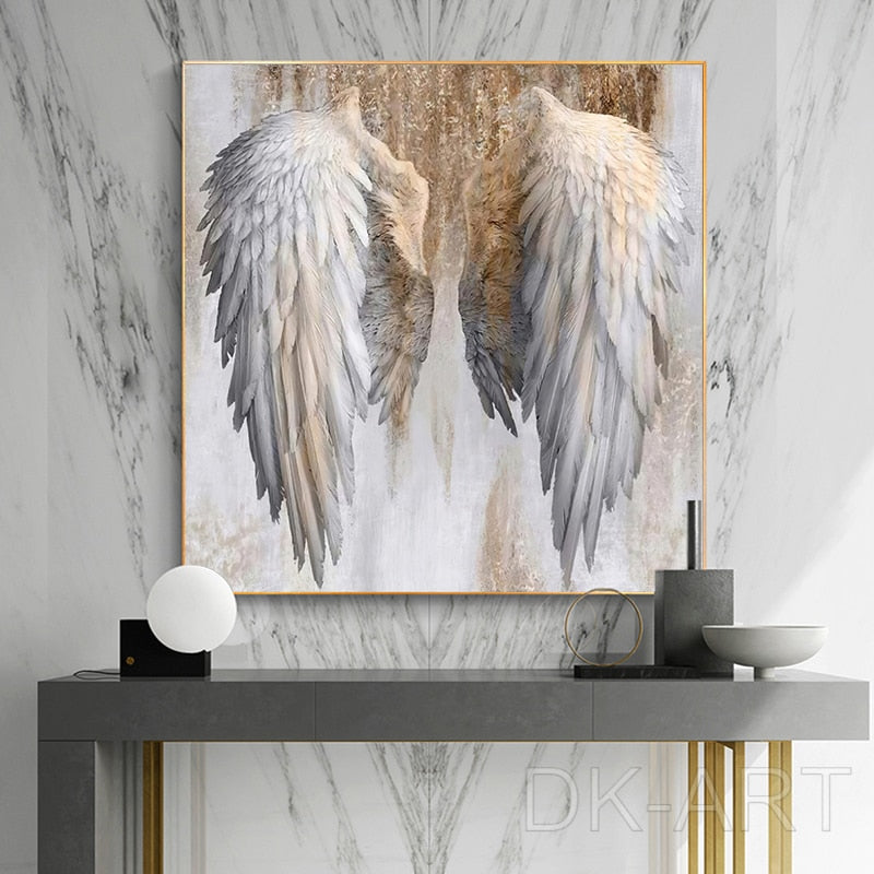 CORX Designs - White and Gold Angel Wings Canvas Painting Art - Review