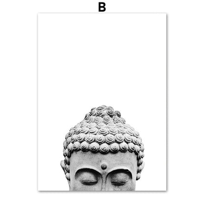 CORX Designs - Black White Sakyamuni Buddha Statue Quotes Canvas Art - Review