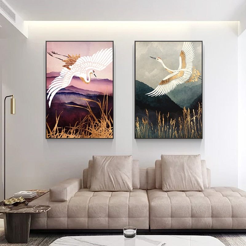 CORX Designs - Flying Golden Crane Mountain Canvas Art - Review