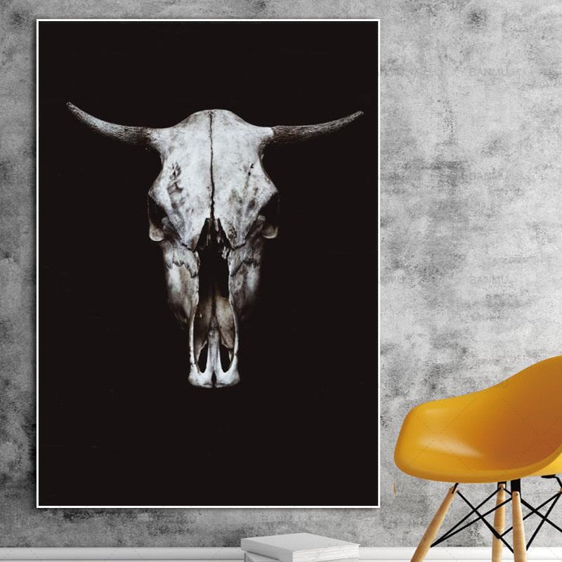 CORX Designs - Nordic Black White Cow Skull Canvas Art - Review