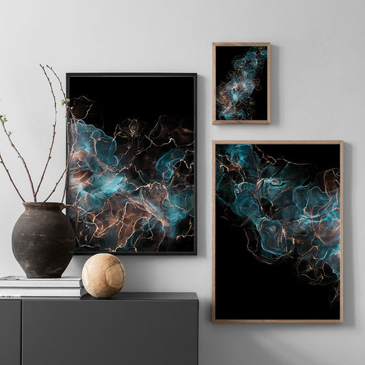 CORX Designs - Gold Blue Modern Abstract Canvas Art - Review
