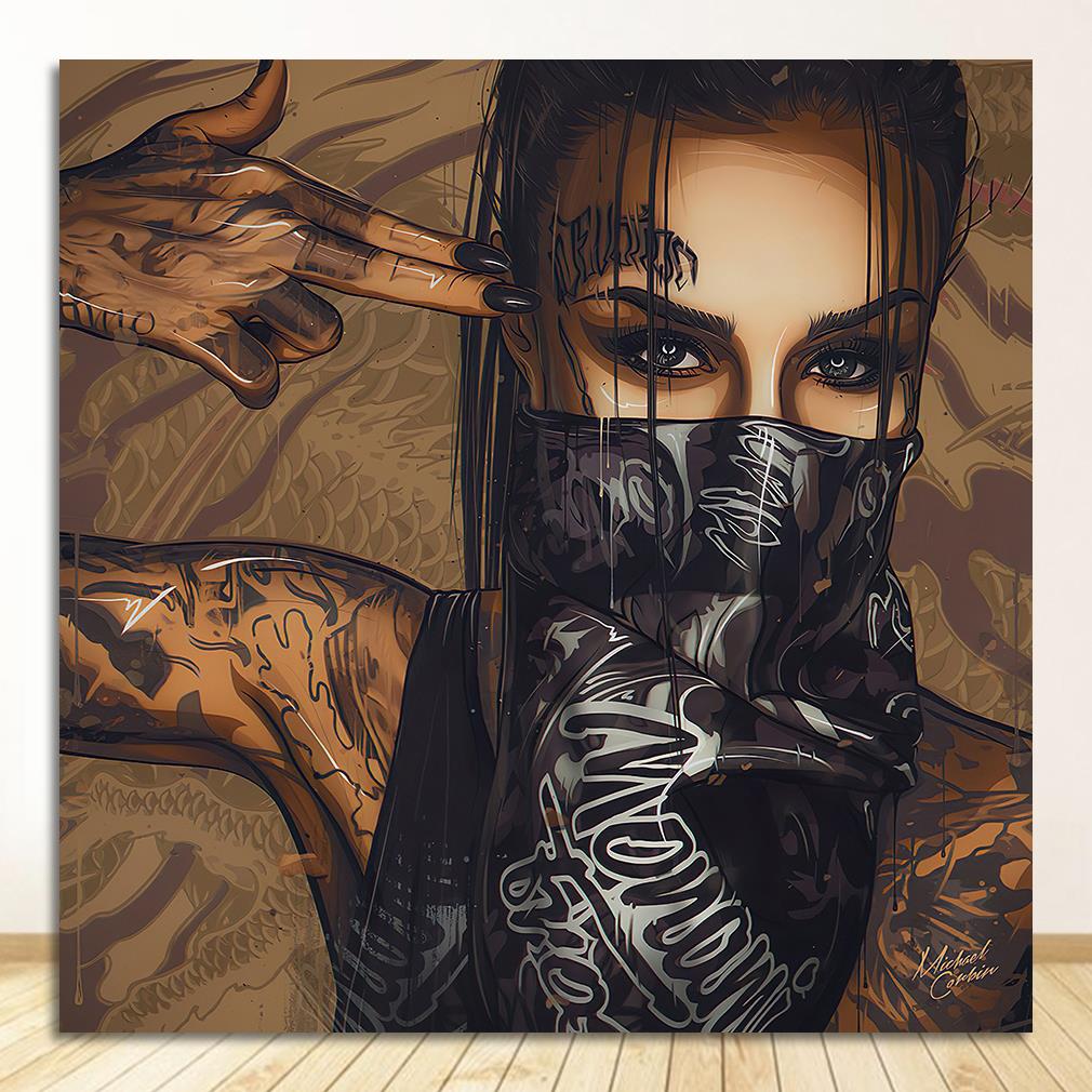 CORX Designs - Mask Tattoo Girl Portrait Canvas Art - Review