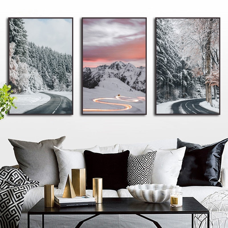 CORX Designs - Highway Scenery In Snowy Day Canvas Art - Review