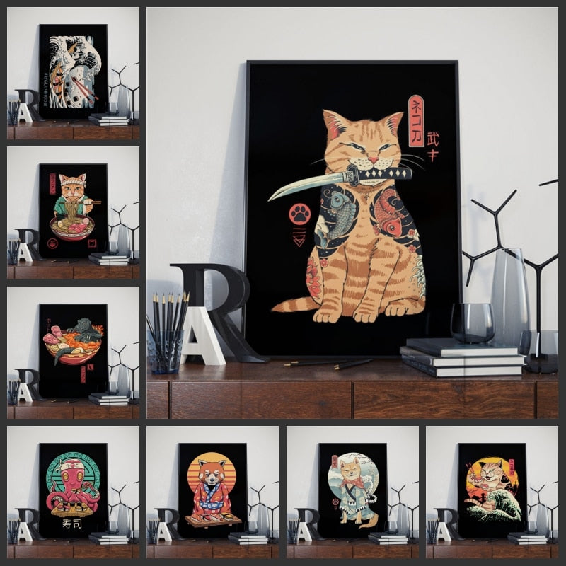 CORX Designs - Japanese Samurai Cat Ramen Canvas Art - Review