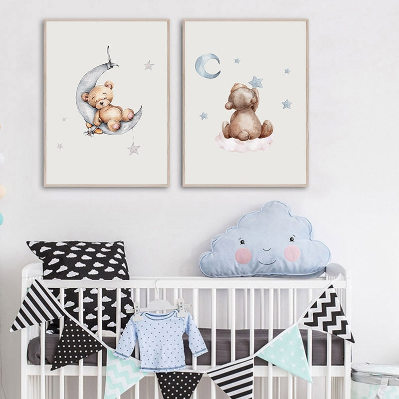 CORX Designs - Baby Nursery Wall Art Bear Bunny Canvas - Review