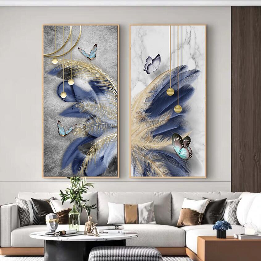 CORX Designs - Blue and Gold Feather Deer Canvas Art - Review