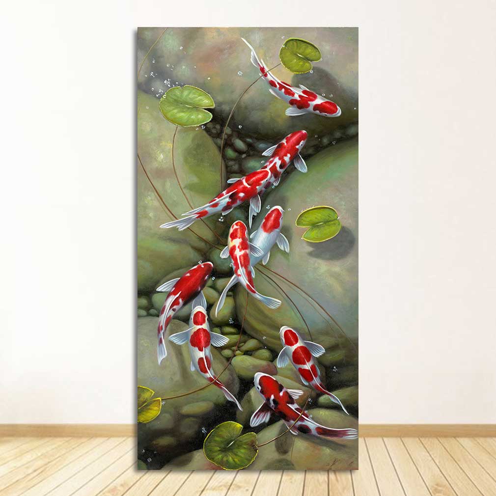 CORX Designs - Nine Red Koi Fish Oil Painting Canvas Art - Review