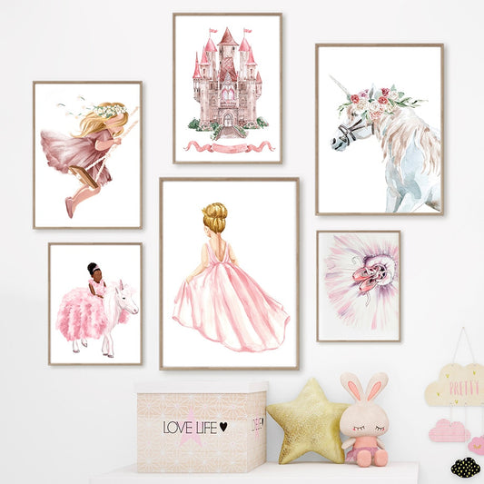CORX Designs - Pink Girl Ballet Castle Crown Unicorn Canvas Art - Review