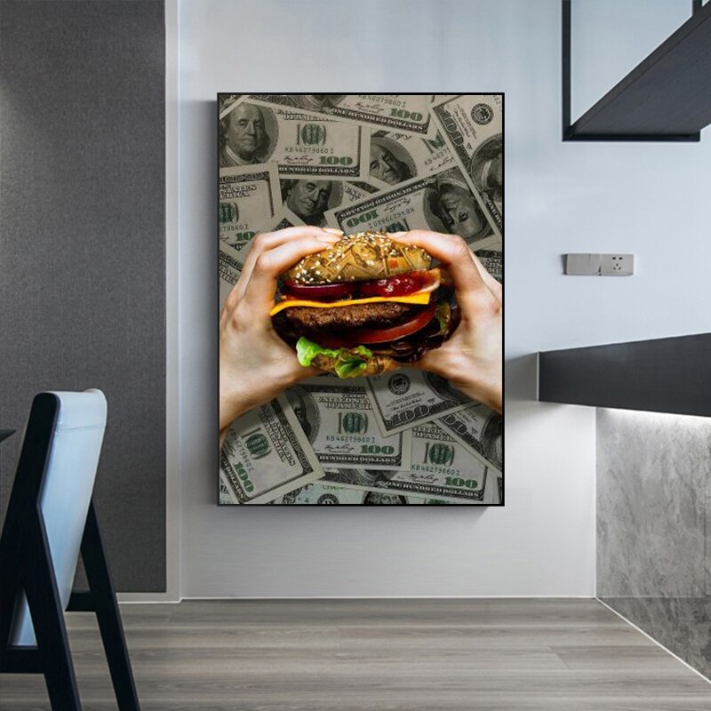 CORX Designs - Keep Hungry Hamburger Dollar Bills Canvas Art - Review