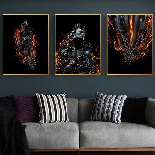 CORX Designs - Abstract Black Fire Metal Sculpture Canvas Art - Review