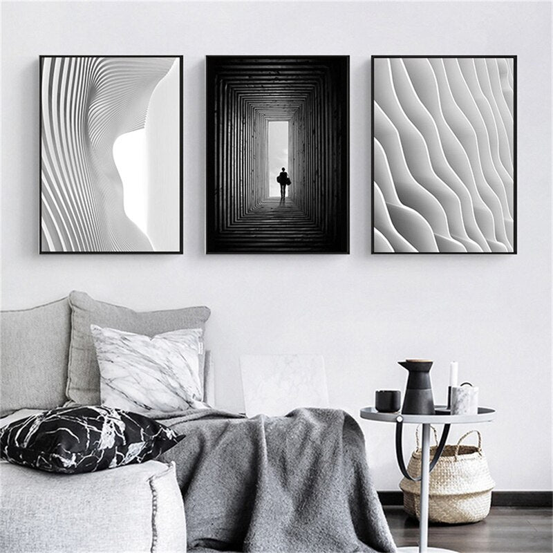 CORX Designs - Black White Abstract Wave Building Canvas Art - Review