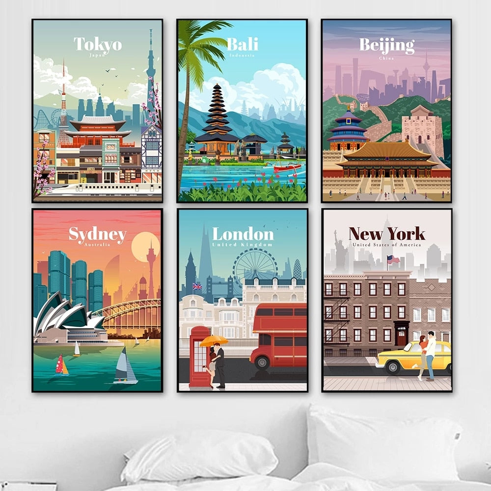 CORX Designs - Famous City Travel Bali London Tokyo Canvas Art - Review