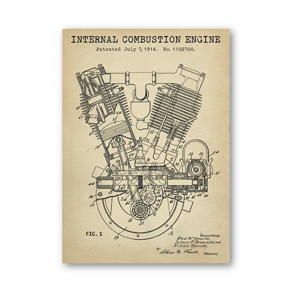 CORX Designs - Internal Combustion Engine Blueprint Patent Canvas Art - Review