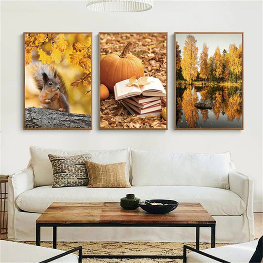 CORX Designs - Autumn Forest Pumpkin Maple Leaves Canvas Art - Review