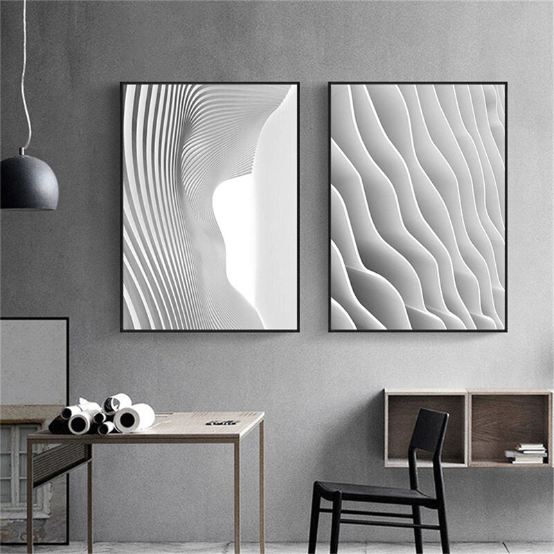 CORX Designs - Black White Abstract Wave Building Canvas Art - Review