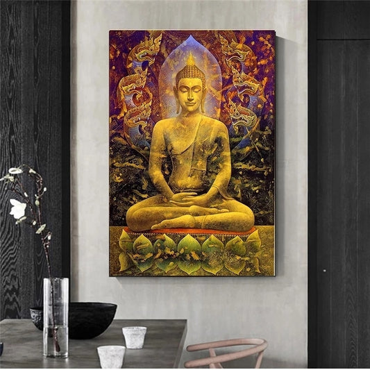 CORX Designs - Golden Buddha Statue Dragon Canvas Art - Review