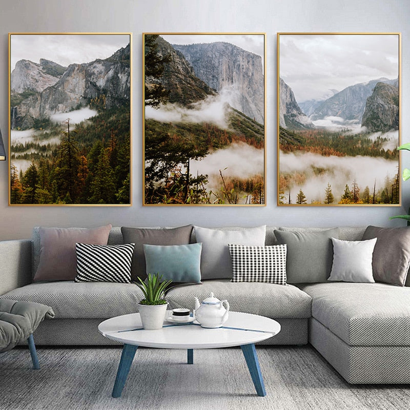 CORX Designs - Scenery Cloudy Fog Mountain and Forest Canvas Art - Review