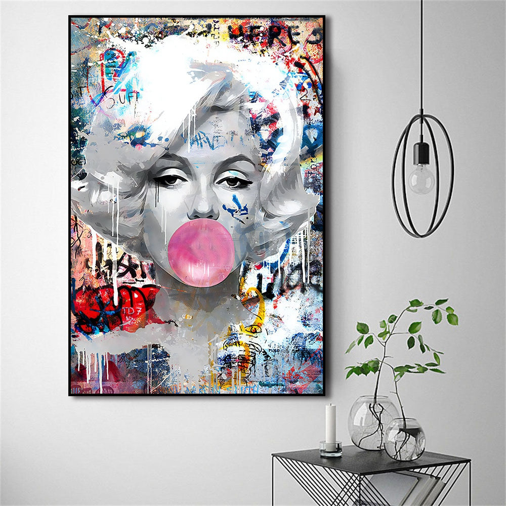 Verplicht genoeg Frank Worthley Marilyn Monroe And Audrey Hepburn Pink Bubble Graffiti Pop Art Canvas –  CORX Designs