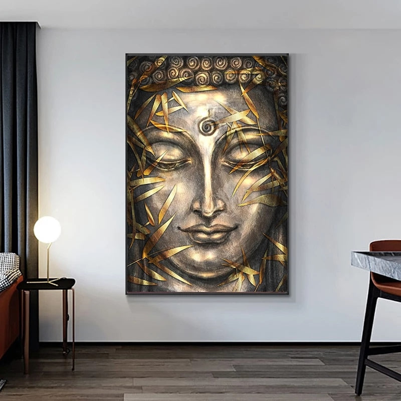 CORX Designs - Modern Bronze Buddha Bamboo Leaves Canvas Art - Review