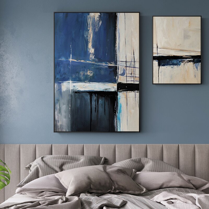 CORX Designs - Abstract Blue White Black Canvas Art - Review