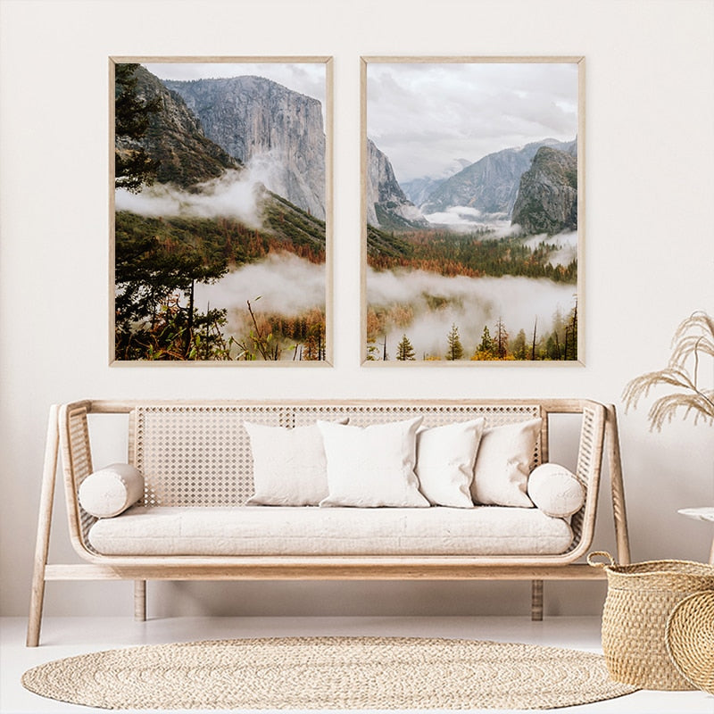 CORX Designs - Scenery Cloudy Fog Mountain and Forest Canvas Art - Review