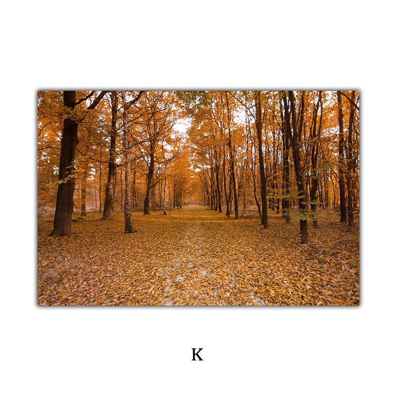 CORX Designs - Late Autumn Arch Bridge Forest Hut Leaves Canvas Art - Review