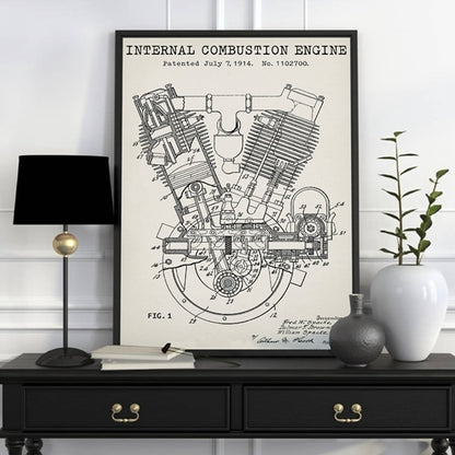 CORX Designs - Internal Combustion Engine Blueprint Patent Canvas Art - Review