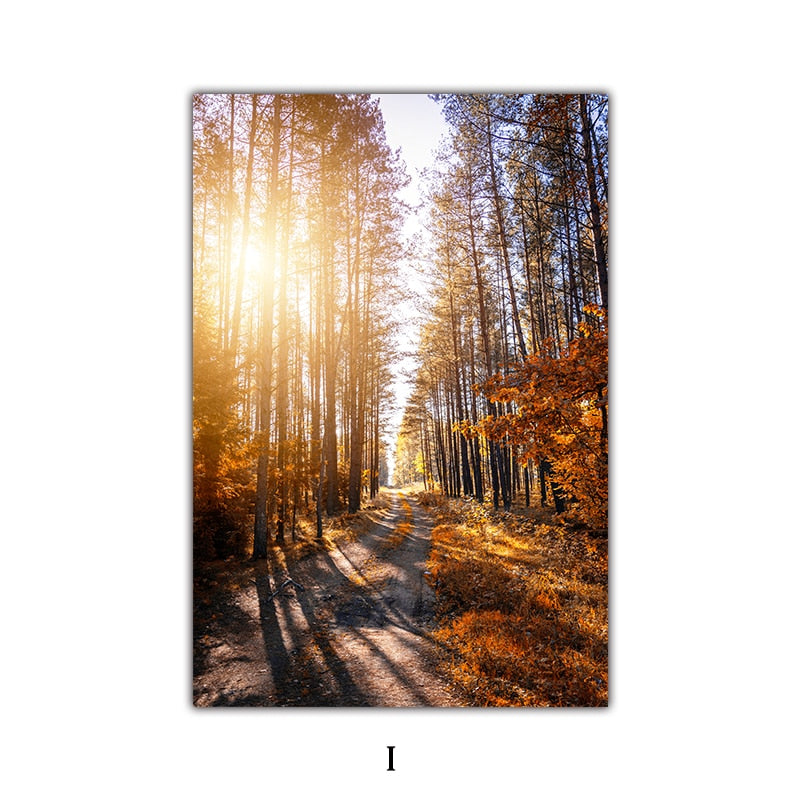 CORX Designs - Late Autumn Arch Bridge Forest Hut Leaves Canvas Art - Review