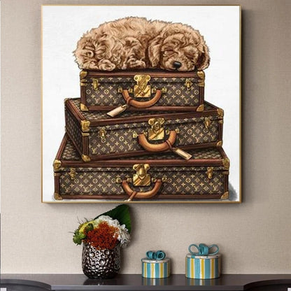 CORX Designs - Luxury Vintage Louis Vuitton Luggage Dog Canvas Art - Review