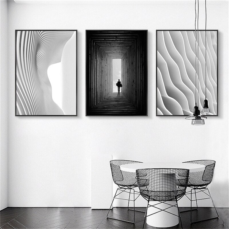 CORX Designs - Black White Abstract Wave Building Canvas Art - Review