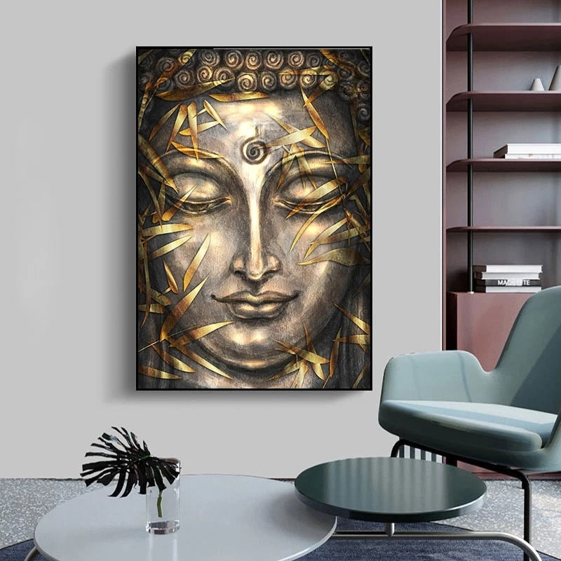 CORX Designs - Modern Bronze Buddha Bamboo Leaves Canvas Art - Review