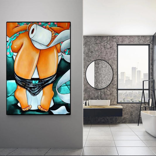 CORX Designs - Woman In The Toilet Funny Canvas Art - Review