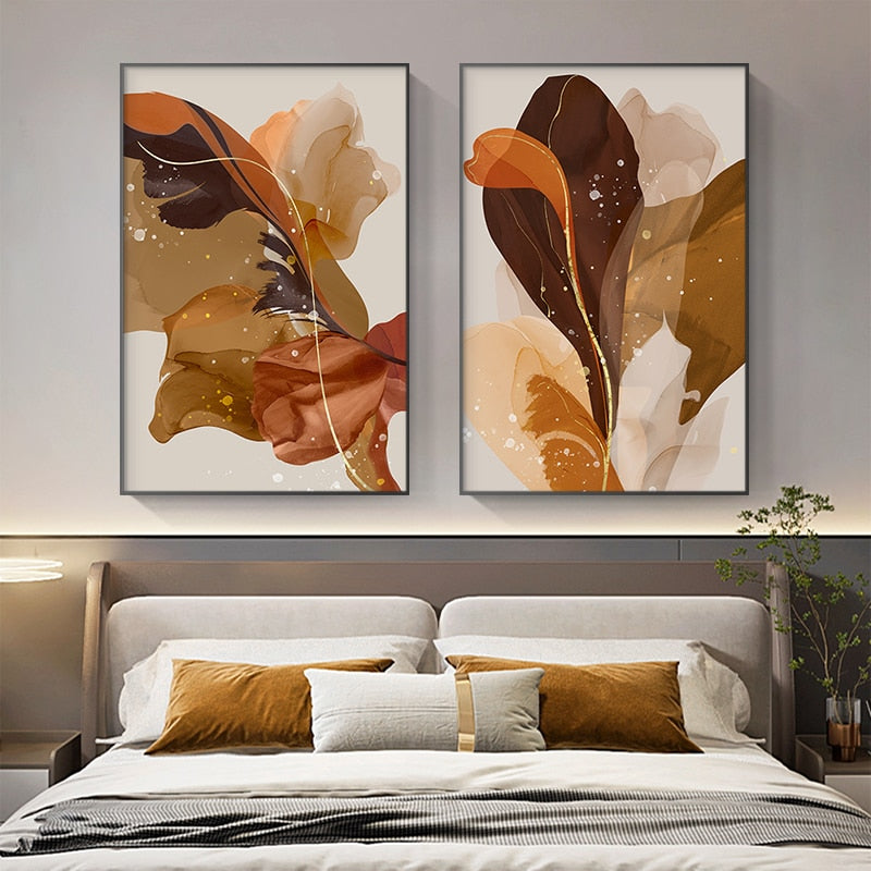 CORX Designs - Abstract Beige Brown Gray Feather Flowers Canvas Art - Review