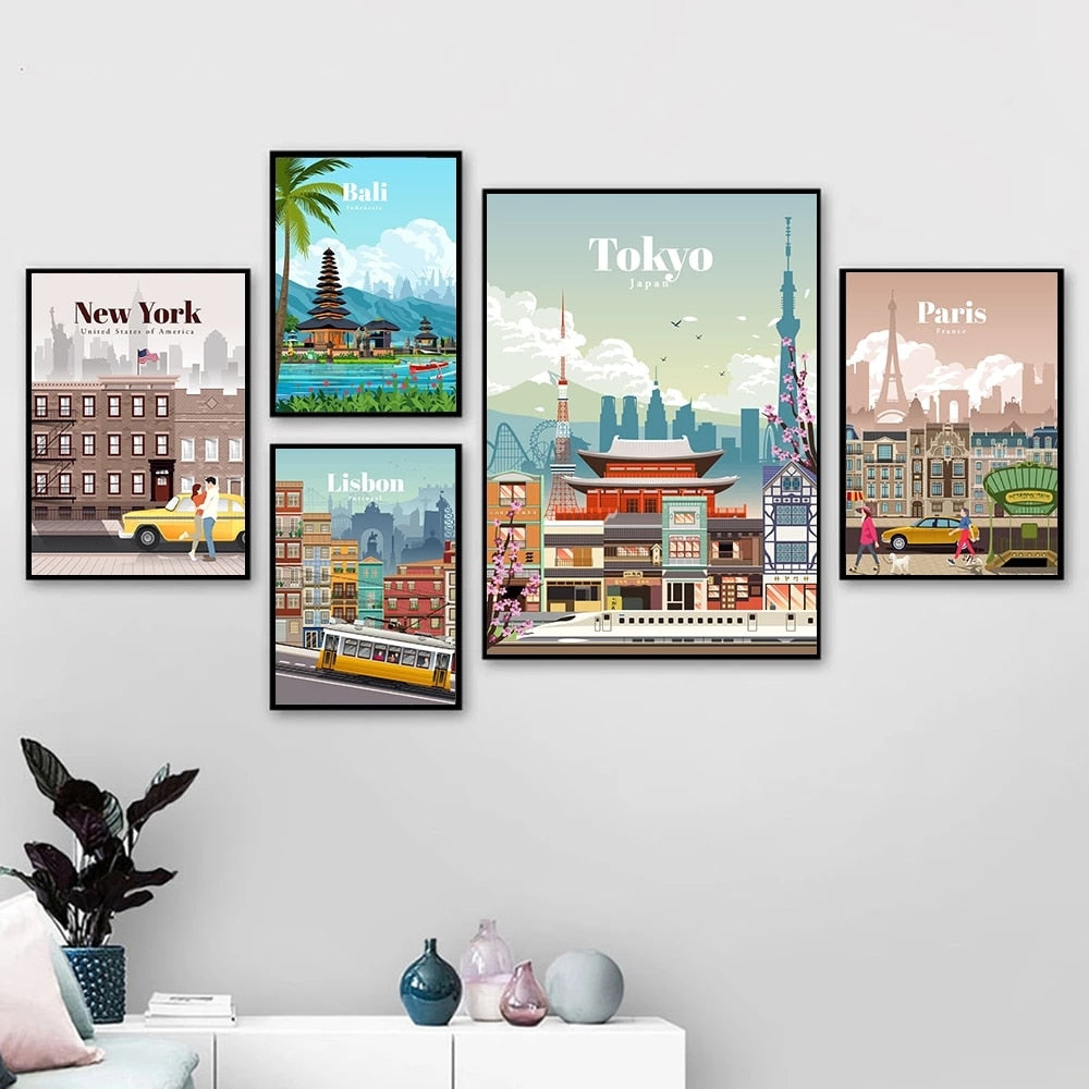 CORX Designs - Famous City Travel Bali London Tokyo Canvas Art - Review