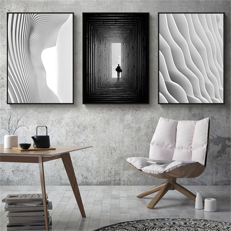 CORX Designs - Black White Abstract Wave Building Canvas Art - Review