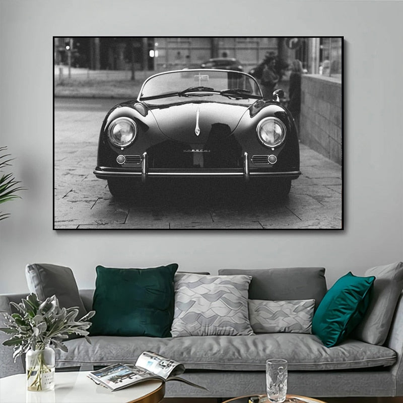 CORX Designs - Black and White Porsche 356 Classic Car Canvas Art - Review