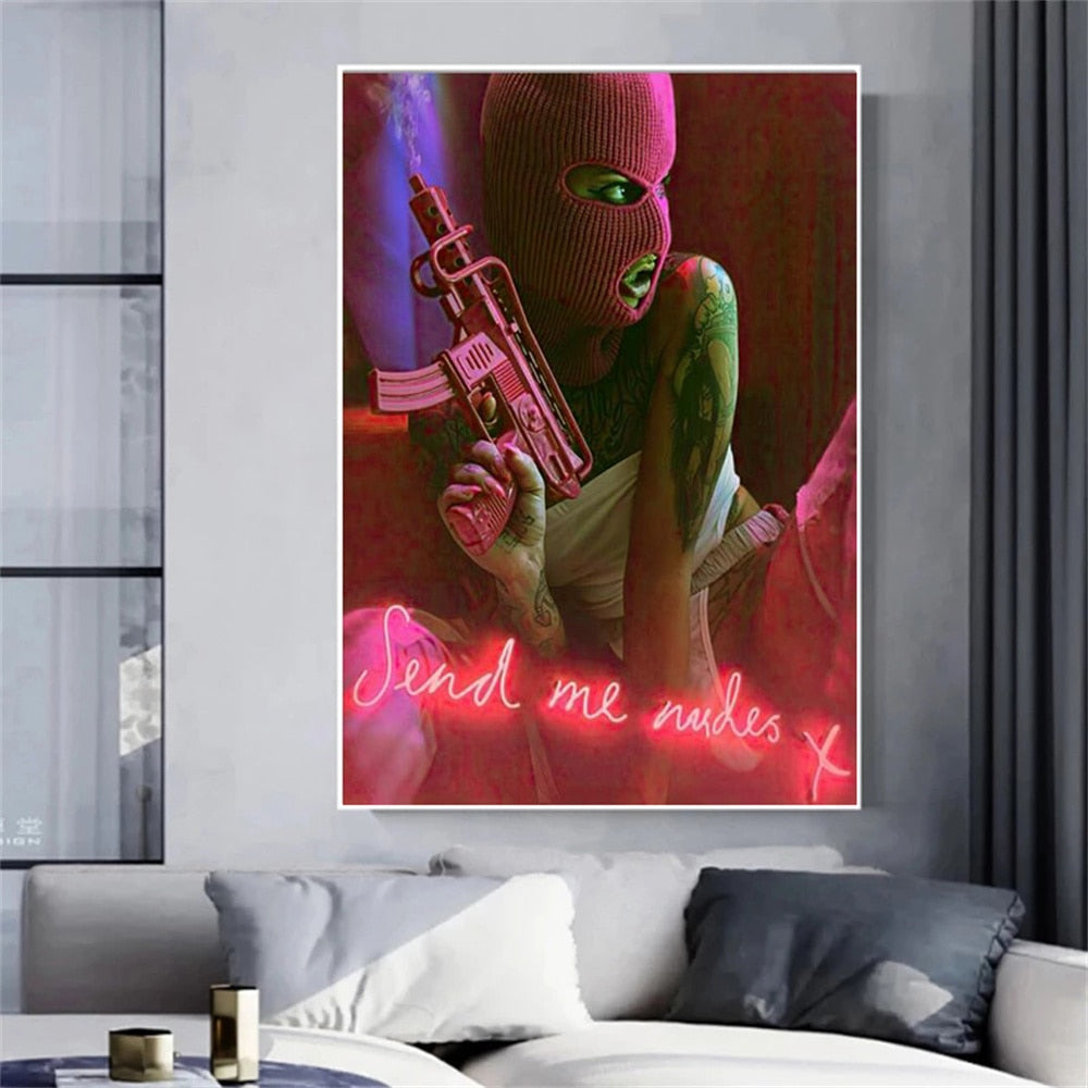 CORX Designs - Sexy Masked Girl with Gun Canvas Art - Review