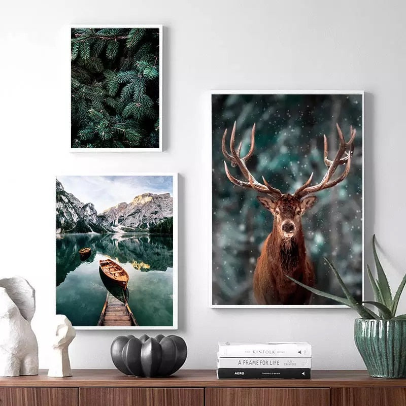 CORX Designs - Nature Snow Fog Forest Deer Canvas Art - Review
