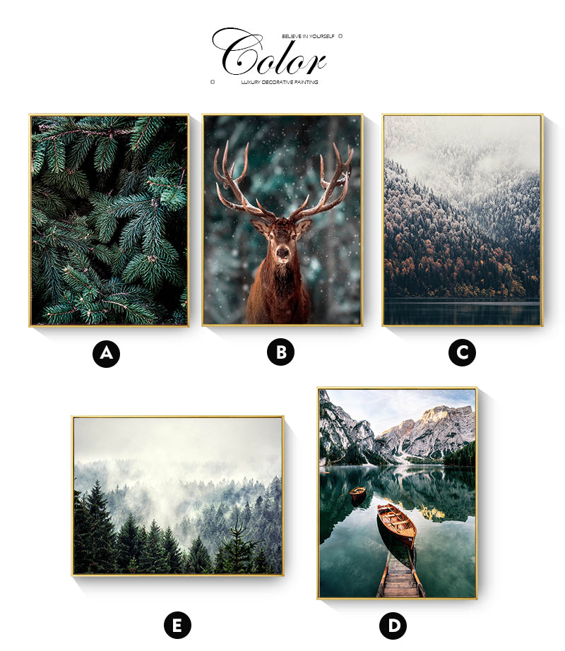 CORX Designs - Nature Snow Fog Forest Deer Canvas Art - Review